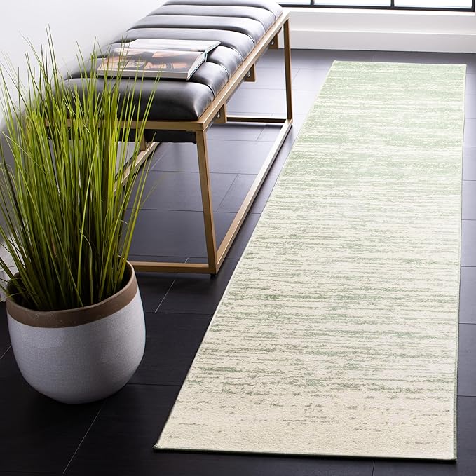 SAFAVIEH Adirondack Collection Runner Rug - 2'6" x 12' Runner, Sage & Ivory, Modern Ombre Design, Non Shedding & Easy to Clean, Ideal for Hallway, Foyer, Kitchen, Entryway, Bedroom (ADR113X)