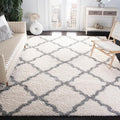 SAFAVIEH Dallas Shag Collection Area Rug - 8'6" x 12', Ivory & Grey, Trellis Design, Non-Shedding & Easy Care, 1.5-inch Thick Ideal for High Traffic Areas in Living Room, Bedroom (SGD257F)