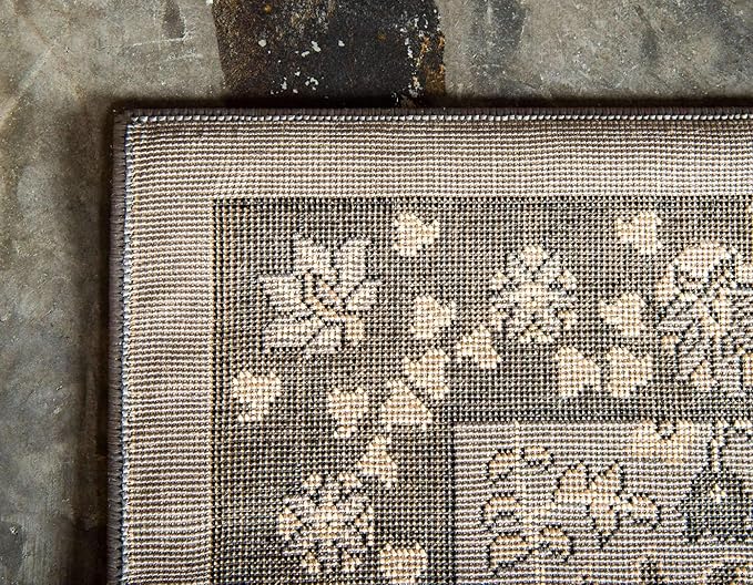 Unique Loom Espahan Collection Area Rug - Cape Cod (9' 10" x 13' 1" Rectangle, Dark Gray/ Black)