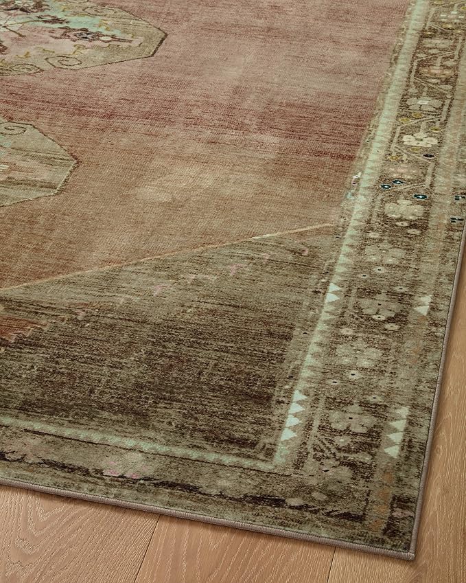 Loloi Magnolia Home by Joanna Gaines Sinclair Collection SIN-06 Clay/Tobacco 8'-6" x 11'-6", .25" Pile Height, Machine Washable, Area Rug