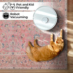 GLN Rugs Traditional Collection - Machine Washable Area Rug, Traditional Washable, Non Slip, Low Pile Chenille Rug, Living Room, Bedroom, Kitchen Rug (4' x 6' Pink/Cream)