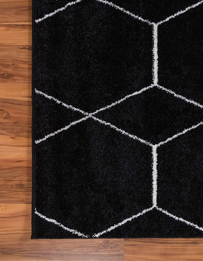 Unique Loom Trellis Frieze Collection Area Rug - Geometric (8' x 10', Black/ Ivory)