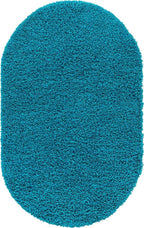 Unique Loom Solid Shag Collection Area Rug (3' 3" x 5' 3" Oval, Turquoise)