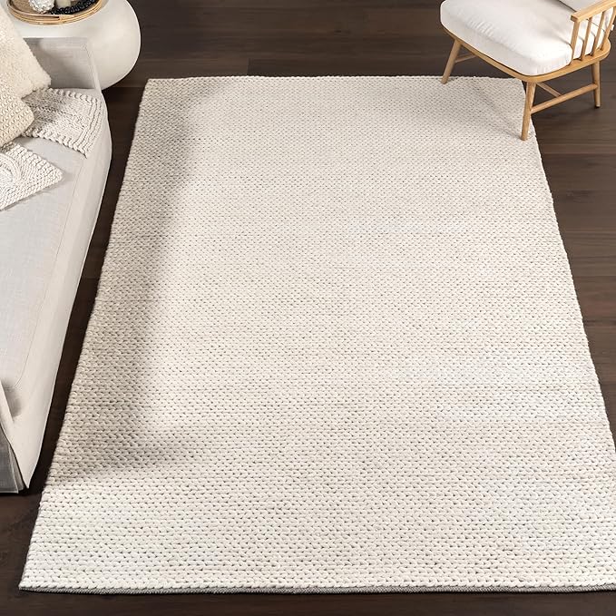 Nuloom Penelope Off-White/Ivory, 5' x 8', Hand-Braided, Wool & Cotton, Textured and Dense, High Traffic, Stain Resistant, Easy Clean, Durable Area Rug for Bedroom, Living Room, Dining, Entryway