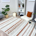 Alfa Rich 4x6 Beige Terracotta Washable Area Rugs for Living Room Bedroom Kitchen Cotton Decor Rug