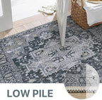 GENIMO 2'6''x12 Runner Rugs for Hallway, Machine Washable Non Slip Vintage Rugs, Low Pile Lightweight Soft Print Rug for enrtyway, Corridor, Home Office, Kitchen,Dark Gray