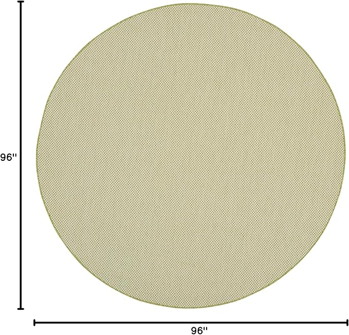 Nourison Home Courtyard Ivory Green 8' x Round Area Rug - Easy Clean, Non Shedding, Bed Room, Living Room, Dining Room, Kitchen (8' x Round)