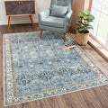 Bloom Rugs Washable Non-Slip 3' x 5' Rug - Blue/Beige Traditional Area Rug for Living Room, Bedroom, Dining Room, and Kitchen - Exact Size: 3' x 5'