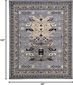 Unique Loom Taftan Collection Border Geometric Tribal Inspired Design Area Rug (8' 0 x 10' 0 Rectangular, Gray/ Black)