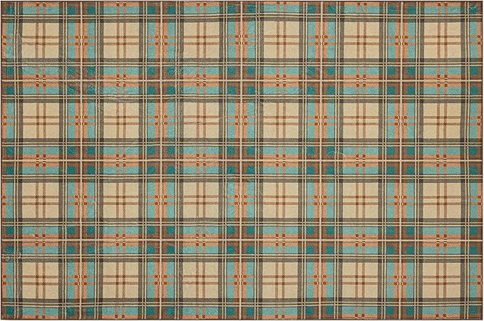 Area Rug Non Slip Machine Washable Ultra Soft Living Room/Bedroom/Kitchen/Outdoor/Classroom Plaid, 8'×10'