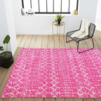 JONATHAN Y Boho Vintage Diamond Fuchsia/Ivory Indoor Area Rug 8X10 ft, Moroccan Hype for Living Room, Bedroom, Kitchen, Office, Easy-Cleaning, High Traffic, Pet-Friendly, Non-Shedding (MOH101G-8)