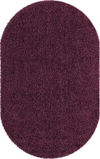 Unique Loom Solid Shag Collection Area Rug (5' 1" x 8' Oval, Eggplant Purple)