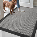 LUMI Inside Door Mat for Entry 30''x48'', Absorbent, Dirt Trapper, Low Profile Thin, Non Slip Mats with Rubber Backing, Ideal for Indoor, High Traffic, Garage, Entrance, Checkered Black