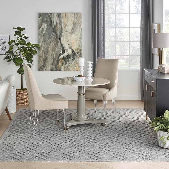 Nourison Home Versatile Silver Grey 7' x 10' Area Rug - Easy Clean, Non Shedding, Bed Room, Living Room, Dining Room, Kitchen (7' x 10')