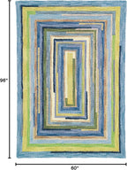 Company C Concentric Squares Area Rug Wool 5' X 8', Sky Striped