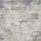 Square Area Rugs : Washable 5x5 Neutral Modern Abstract Carpet for Living Room Bedroom - Soft Floor Mat with Non Slip Backing for Kitchen Nursery Dorms Farmhouse Home Decor - Blue Grey