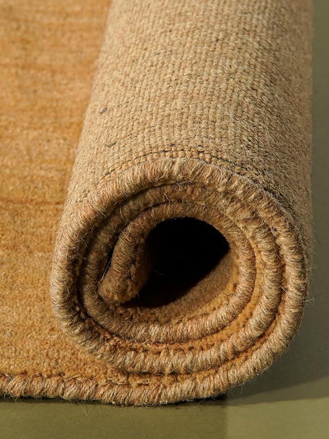 Hand Knotted Loom Wool ECO-Friendly Area Rugs - 3'x5', Rectangle, Gold Color, Solid Plain Design, High Pile Thick Handmade Anti Skid Area Rugs for Living Room, Bed Room (L00111)