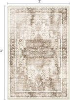 Area Rug 2x3 Doormat, Machine Washable Low Pile Vintage Rugs, Small Lightweight Rug Entryway Indoor Mat for Entrance, Hallway, Kitchen and Corridor, Latte Beige