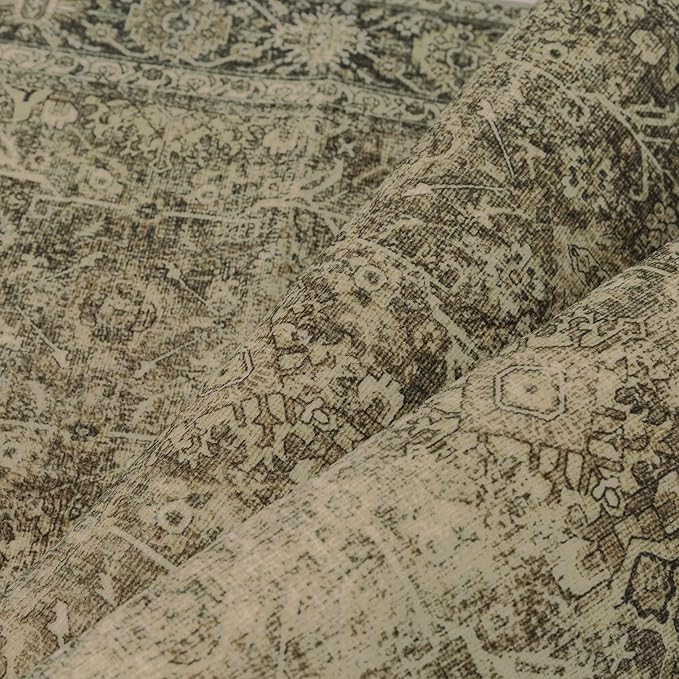 Light Brown 3x8 Vintage Area Rug Hallway Indoor Kitchen Washable Living Room Carpet Tribal Distressed Rug Retro Accent Throw Rug for Office Dining Room Bathroom Faux Wool