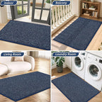 BEQHAUSE Dirt Trapper Door Mat 36" x 60", Non-Slip Washable Doormats Entrance Mat, Dirt Resistant and Absorbent Welcome Mat, Low Profile Floor Mats for Front Back Door and Entryway, Blue