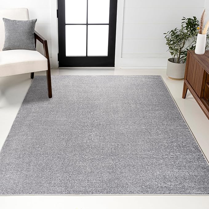 JONATHAN Y Haze Solid Low-Pile Gray Indoor Area Rug 6x9, Coastal,Bohemian,Minimalist,Classic, Easy-Cleaning for Living Room,Bedroom,Kitchen,Pet Friendly,Non-Shedding (SEU100A-6)