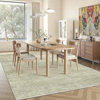 Art&Tuft Washable Rugs 6x9, Low Pile Area Rugs for Living Room - Non Slip and Stain Resistant Soft Thin 6x9 Rug for Bedroom, Dining Room, Kitchen, Office, Green