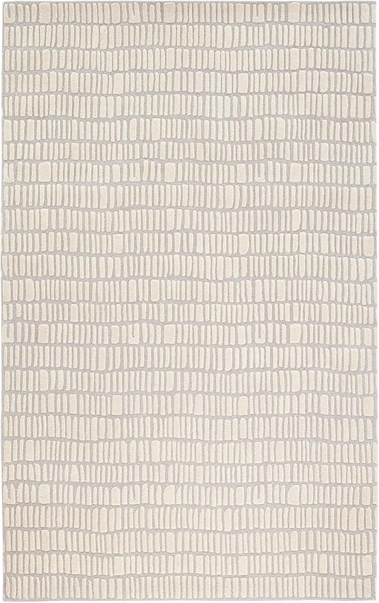 Dash and Albert Roark Wool Area Rug - 7.5 X 9.5 Ivory Geometric Hand Tufted Accent Rug - Durable, High Traffic Areas Hallway, Living Room, Stairs - Premium Luxury Hotel Quality Soft Breathable