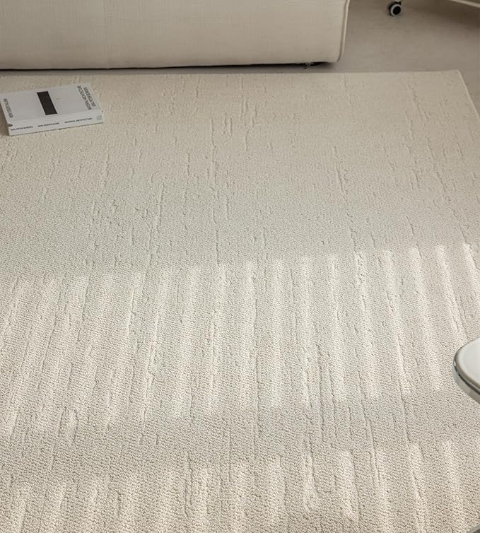 jxgzyy Beige Area Rug Solid, 0.36'' Thick Low Pile Textured Rug for Bedroom, Minimalist Aesthetic Home Décor for Dining Table, Polypropylene Kitchen Rug with Non-Slip Backing, 5x7