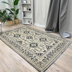 Alfa Rich 5x8 Beige Black Washable Area Rugs for Living Room Bedroom Kitchen Dining Cotton Rug