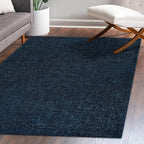 Eyely UES100C-9 Supersoft Haze Solid Low-Pile Indoor Area Rug Casual;Contemporary;Solid;Traditional, Bedroom, Kitchen, Living Room, Easy-Cleaning, Non-Shedding, 9 X 12, Navy
