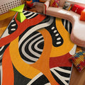 Hippie Rug - 4x6 Rug, Pop Art Colorful Abstract Area Rugs, Retro Aesthetic Funky Low Pile Stain Resistant Floor Carpets House Decor #C096