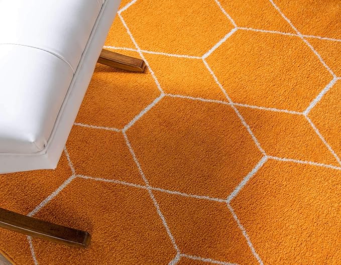 Unique Loom Trellis Frieze Collection Area Rug - Geometric (8' x 10', Orange/ Ivory)