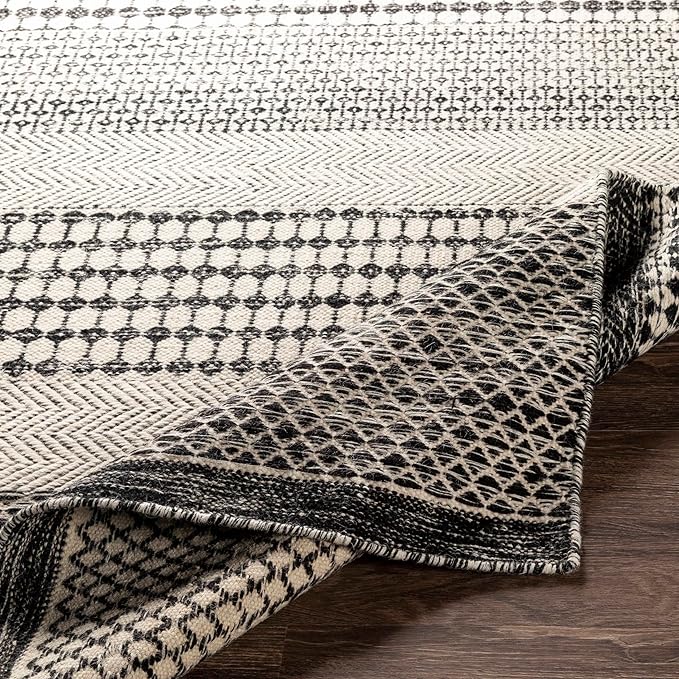Mark&Day Wool Rugs, 6x9 Tervoort Global Black Area Rug, Blue Beige Carpet for Living Room, Bedroom or Kitchen (6' x 9')