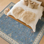 Boho 9x12 Soft Rugs for Living Room - Dark Blue Rugs for Bedroom Aesthetic, Dining Room Under Kitchen Table, Washable Soft Non Slip Large Area Eclectic Unique Décor