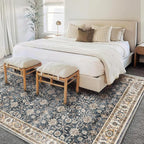 Washable Area Rug 10'x14' Boho Design Non-Shedding Easy Care Ideal for High Traffic Areas in Living Room Bedroom Office Coffee Table Kitchen Large Carpet