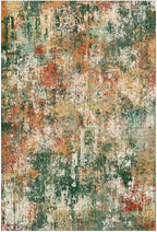Washable Area Rugs 2'x6' Non-Slip Modern Abstract Soft for Living Room Entryway Bedroom Nursery, Print Pattern, Green Orange Rust Red Cream Colorful