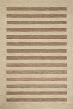 Loloi Leanne Ford Craven Collection CVN-05 Oatmeal/Bark 7'-9" x 9'-9" Area Rug Striped, Patterned, Neutral, Living Room, Bedroom, Dining Room