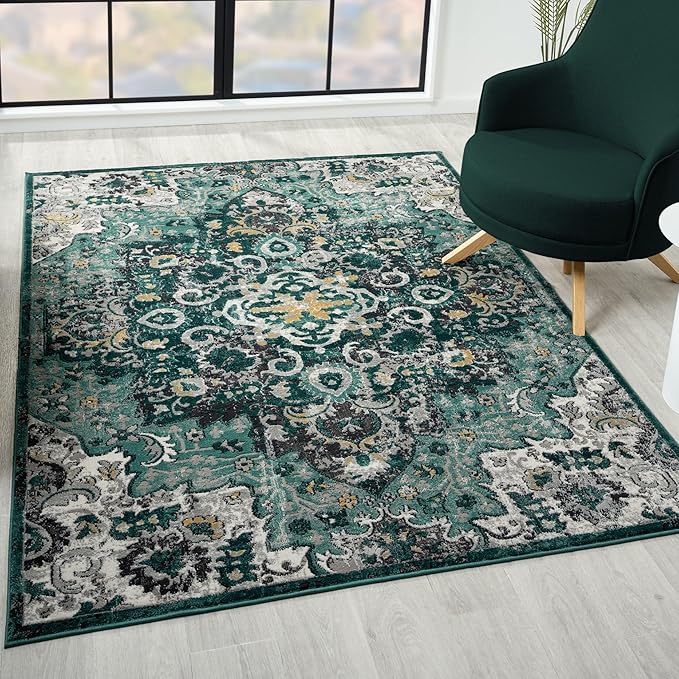 LUXE WEAVERS Moroccan Green 5x7 Medallion Area Rug for Living Rooms