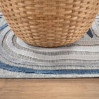 CAMILSON Indoor Outdoor Rug, Blue 10x14 Geometric Arch Striped Large Area Rugs for Patio and Home Areas, Easy-Cleaning Non-Shedding Living Room, Garden and Deck Washable Outside Carpet (10 x 14)