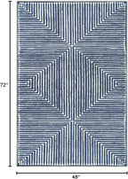 Bloom Rugs Washable Non-Slip 4' x 6' Rug - Blue Striped Area Rug for Living Room, Bedroom, Dining Room, and Kitchen - Exact Size: 4' x 6'