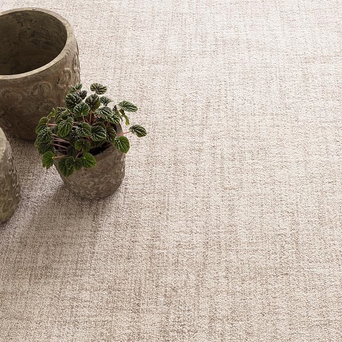 Dash and Albert Crosshatch Wool Area Rug - 7.5 X 9.5 Ivory Solid Hand Micro Hooked Accent Rug - Durable, High Traffic Areas Bedroom, Hallway, Stairs - Premium Luxury Hotel Quality Soft Breathable
