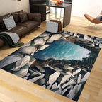 Visual Illusion Canyon Living Room Rug, 3x5ft, 3D Visual Effect Stream Indoor Throw Mat, Stone Crack Ultra Soft Home Decor Carpet, Thin Low Pile Machine Washable Rugs for Entrance