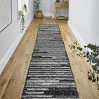 JONATHAN Y Khalil Modern Berber Stripe Black/Cream Runner Rug, 2x8, Contemporary, Bohemian, Easy-Cleaning for Living Room, Bedroom, Kitchen, Pet Friendly, Non-Shedding (MOH207F-28)