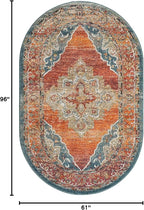 Unique Loom Isabella Collection Area Rug - Rossellini (5' 1" x 8' Oval, Rust Red/ Beige)