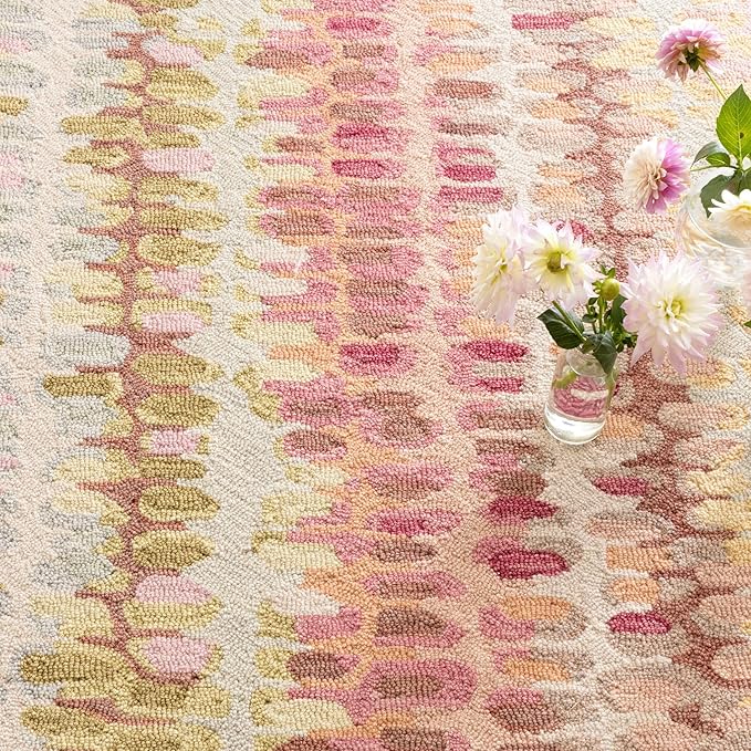 Dash and Albert Paint Chip Wool Area Rug - 6' x 9' Pastel Graphic Hand Micro Hooked Accent Rug - Durable, High Traffic Areas Hallway, Living Room, Stairs