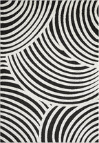 Abani Nomad Cream & Black Area Rug 4' x 6' for Living Room, Bedroom - Black Linear Curves Design - Durable & Easy to Clean