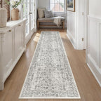 Black Runner Rug 3x12 Hallway Machine Washable Kitchen Vintage Distressed Non Slip Long Carpet Indoor Retro Floral Bedroom Accent Throw Rug for Bathroom Office Laundry Dining Room