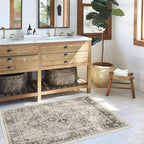 RUGGABLE Washable Vintage Area Rug – Kamran Hazel 4x6, Stain-Resistant, Non-Slip – Medium Machine Washable Rugs for Living Room, Bedroom, Hallway, Entryway & Office–with Cushioned Pad