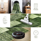 Tepook Modern Area Rug for Living Room, 4x6 Geometric Large Rugs for Bedroom, Washable Patchwork Rug Indoor Non-Slip Throw Carpets for Dining Room Office Farmhouse Home Decor, Green