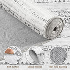 Nakagishi Round Rug Boho Area Rugs: 6x6 Washable Large Circle Neutral Soft Stain Resistant Non-Slip Carpet for Women Aged 25-45 Farmhouse Decor Enthusiasts - Living Room Bedroom Dining Room Nursery
